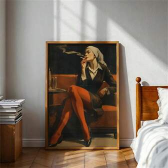 1pc Vintage Woman Art Print: Moody Fatale, Retro Noir Posters Canvas Painting Wall Arts Room Home Decoration Unframed