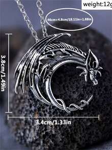1 chiếc mặt dây chuyền hình rồng phong cách Punk cổ điển, quà tặng trang sức phù hợp cho phụ nữ dự tiệc và du lịch. - Màu Bạc Cổ - Xem 4