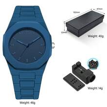 Reloj de cuarzo minimalista, reloj unisex de lujo ligero y resistente al agua con diseño simplista - Negro - Ver 9