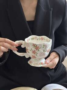 1个创意手绘可爱小熊陶瓷马克杯，带蝴蝶结 - 个性化釉下彩家用咖啡杯/冰茶杯 - 理想的圣诞礼物和送给女朋友的礼物 - 节日礼盒纪念品，返校礼物 - 白色 - 查看 14