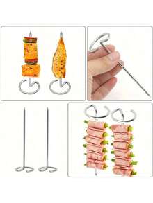 50/30 Pcs Stainless Steel Reusable Air Fryer Skewers 50/20/10Pcs - Vertical BBQ Sticks For Grilling Chicken Vegetables,Kitchen Essentials,Kitchen Gadgets,Home Decor,Kitchen Items,Kitchen Accessaries,Valentine's Day