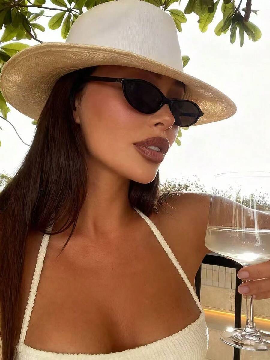 1副时尚椭圆形小框女式眼镜，2025新款欧美ins街头风个性眼镜 - 黑色 - 查看 1