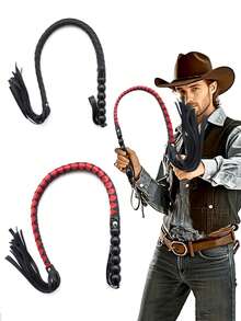 Látigo de caballo profesional de 95 cm - Mango de piel de PU suave, látigo, látigo de serpiente, látigo de entrenamiento, fusta tejida a mano, reutilizable, adecuado para entrenamiento, práctica y juegos al aire libre - Accesorio de equitación duradero, fácil de usar y portátil