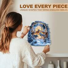 1pc Snowy Night Wolf Pack Wooden Puzzle, Asymmetrical Animal Shape Wooden Jigsaw Puzzle, Decorative Art, Tabletop Game Magic Puzzle, Unique Children's Educational Puzzle, Holiday Gift, Adult Wooden Puzzle, Christmas Gift, Back To School Gift, Birthday Gift (2D Puzzle) - Multicolor - View 9