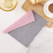 12 Pack Kitchen Dish Cloths (10 X 10 Inches, Cream Yellow), Super Soft And Absorbent Coral Velvet Dish Towels, Nonstick Oil Fast Drying Microfiber Cleaning Cloth, No Lint Household Dishcloths, 2025 - 灰色和粉紅色 - 查看 7