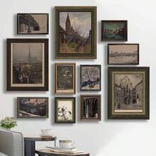 11pcs/Set Unframed Retro European Architecture Printed Canvas Posters, Canvas Wall Art, Modern Home Wall Decoration Gifts Birthday Graduation - Multicolor - View 9