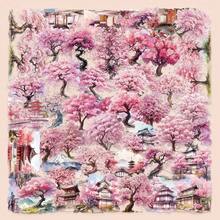50 Japanese Cherry Blossom And Mount  Watercolor Stickers - Transparent PET Self-Adhesive Reusable Decals, Suitable For DIY Crafts, Scrapbooks, Laptops, Water Bottles, Helmets, Guitars - Retro Aesthetic Decorations, Including Japanese Architecture And Floral Designs, Scrapbook Materials, Laptop Decorations, Traditional Japanese Designs, Durable Adhesives, Laptop Stickers Scrapbook Stickers, Diary Stickers, Sticker Bags, Transparent Stickers, Vinyl Stickers - 1 - 查看 2