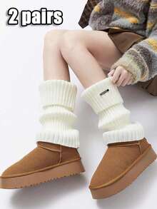 1-3 Pairs Of White Ruffled Warm Leg Covers With Metal Tags, And Fashionable To Wear - White - View 9