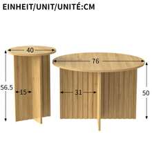 Modern 2-Piece Wooden Nesting Table Set: Round Coffee Tables And Side Tables In A Scandinavian Design, Space-Saving And Versatile, Sturdy MDF/PB Construction - Natural Walnut Wood Color - View 12