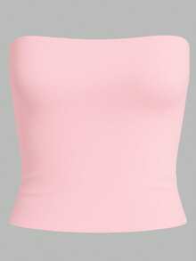 Kit Of 3 Strapless Cropped Tube Tops, Basic Lined Blouses For Women, Premium Blogger Style. - Kit3 Tube Preta Branca Rosa Bb - View 2