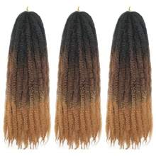 Marley Twist 编织发 18 英寸 Marley Twist 长发 扭发 1/3/8 包 渐变金色非洲卷曲扭发 钩针编织发 合成 Marley 接发 - 漸層棕色 - 查看 10