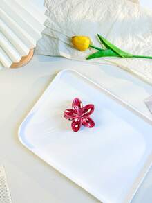 6 Colorful Electroplated Plumeria-Shaped Hair Clips, Hair Claw, Fresh And Sweet Style, Fashionable Hair Accessories For Girls, Versatile Fashion Hair Clutch - 6pcs - View 6