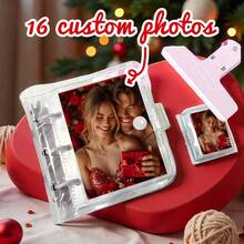 1pc Customized Portable Photo Album, Suitable For Halloween, Christmas, Thanksgiving, Anniversary, Couples, Sisters, Mother-Daughter, Customizable Photo Album/Portable Album/Loose-Leaf Album, Customized Gift Album, Anniversary/Birthday/Halloween/Thanksgiving/Christmas/New Year Gift, PVC Pocket Photo Album/3-Inch Album,Christmas Gift Supplies - Multicolor - View 2