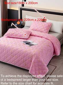 3pcs Pink Hot Stamping Marble Bed Cover Kit (1 Bed Cover+2 Pillowcases Without Core) Daily Soft And Skin Friendly Indoor Bedroom Master Bedroom Guest Bedroom Secondary Bedroom All Year Round Universal