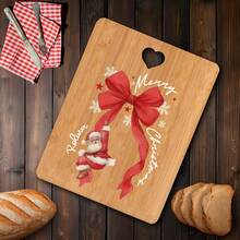 1pc Christmas Tray, Cutting Board, Customizable Name And Text, With Bow, Reindeer, And Snowflake Elements, Merry Christmas, Warm And Sweet Gift, High-End Housewarming Gift, High-Quality Kitchenware, Suitable For Parents, Couples, Wives And Cooking Couples, Valentine's Day Gift, For Holding Food And Fruits, Fashion On, Essential For Housewarming - Beige - View 12