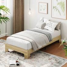 Twin Bed Frame, Platform Wood Bed Frame,And Metal Slat Support, 10.24-Inch Underbed Storage, Solid Wood Durability, Silent Stability, Easy Assembly  Twin Nature Platform Bed Frame,Solid Wood Bed With Strong Wooden Slats,No Box Spring Needed,Minimalist Bedroom Furniture,Contemporary Wooden Bed Frame,Easy Assembly - 自然的 - 查看 3