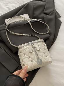 2026新款小众高品质化妆盒，迷你口红包，时尚手提/斜挎亮面盒式手拿包 - 米色 - 查看 8