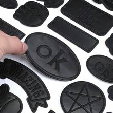 2/4pcs Feather Down Jacket Patches, Self-Adhesive, Seamless, High-End Clothing Repair, Leather Garments, Holes, Black Embroidered Fabric Patches, Jacket Patches, Sewing Patches, Clothing Patches, Garment Care Solution, Clothing Hole Repair, Embroidered Badges, Clothing Repair Stickers, Minimalist Repair Look, Understated Repair Style, Durable Fabric Structure, Enhanced Patch Durability - Multicolor - View 11