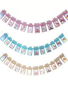 1set-1st Birthday Baby Photo Banner For Newborn To 12 Months, Monthly Milestone Photograph Bunting Garland, First Birthday Celebration Decoration,Boy Girl Photo Frame,Baby Shower