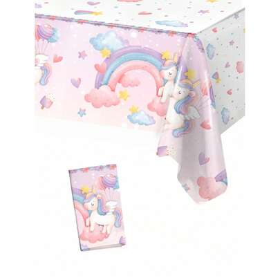 1pc 137*274cm Disposable Birthday Party Tablecloth, Thickened Square Decorative Outdoor Picnic Tablecloth For Baby Christening, Birthday Party, Home Decor, Outdoor Picnic Decor, Birthday Theme Party Tabletop Decor