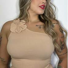Stylish Women's Blouse With Flower Detail: Elegance And Comfort - 米色 - 查看 3