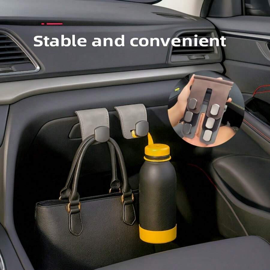 خطاف معدني قوي وعالمي للسيارة لتخزين الأشياء في صندوق القفازات والمقعد الأمامي، منظم صغير مدمج بتصميم مخفي من جلد البولي يوريثان، سهل التركيب، قادر على تحمل أحمال كبيرة للحقائب والأغراض اليومية وإكسسوارات المقعد الخلفي، هدية سيارة مناسبة لجميع المواسم للسائقين والمسافرين وعائلات السيارات، متوفر بثلاثة ألوان، ملائم لعدة طرازات سيارات - متعدد الألوان - مشاهدة 1