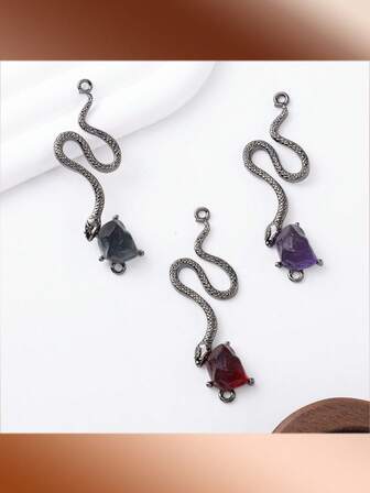 5件套暗黑系列S形微镶嵌仿宝石吊坠，合金材质饰品，手工项链，手机挂绳，男女通用日常装饰饰品