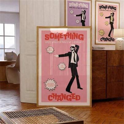 1 张《Something Changed》海报 - 歌词艺术 - 独立乐队艺术 - 海报帆布画墙面艺术房间装饰家居装饰（无框）