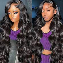 13x6 波浪卷蕾丝前假发，真人发 13x4 透明蕾丝前假发，60% 真人发假发，女士无胶巴西真人发蕾丝前假发，200% 密度，预先拔毛，带婴儿发际线