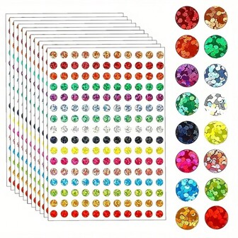 1760 Pieces (10 Sheets) Of Sparkling Glitter Dot Stickers Roll -16 Color Sparkling Dots, Round Glossy Paper Decoration, Suitable For Scrapbooks, Party Decorations, DIY Crafts, Christmas, Easter - Multi-Color Glitter Paper Batch Packaging