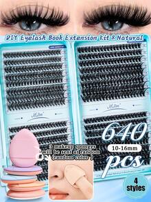 MEM 640pcs Natural Soft False Eyelashes, 10D/20D/30D/40D/50D/60D/80D/100D Mixed Density, 10-16mm D Curl, 0.07mm Thickness, Suitable For DIY Eyelash Extension, Daily Makeup, Cosplay, Upgraded Gift Box Packaging, Includes Multiple Clusters, Singles And Pairs, Suitable For Travel, Daily Wear (Beginner Friendly), Wedding, Date, Party, Holidays, Especially Suitable For Christmas/Halloween/Gift Eyelash Set. - D - 查看 10