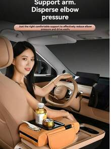 Car Armrest Storage Box, Car Armrest Pad, Central Armrest Box, Premium Ergonomic Armrest Box, Comfortable Driving Upgrade, Wear-Resistant And Easy To Clean, Fit Multiple Vehicle Models, New Tissue Box Storage With Cup Holder, Layered Storage, Great Gift For Holidays - Multicolor - View 6