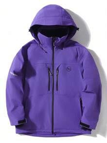 单件装滑雪/单板滑雪运动服，防水防风户外夹克，纯色男女运动服（不含配件）冬季滑雪套装 - 紫色 - 查看 6