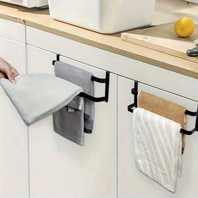 Toallero de metal doble duradero y fácil de instalar - Perfecto para ahorrar espacio en gabinetes de cocina y puertas de baño