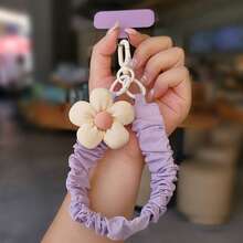 سلسلة هاتف بزهور، سوار معصم من قماش مطوي بزهور طازجة، إصدار واسع لا يسبب احتكاكًا، مناسب للسفر والتنزه والتسوق، سلسلة حافظة هاتف فاخرة - متعدد الألوان - مشاهدة 7