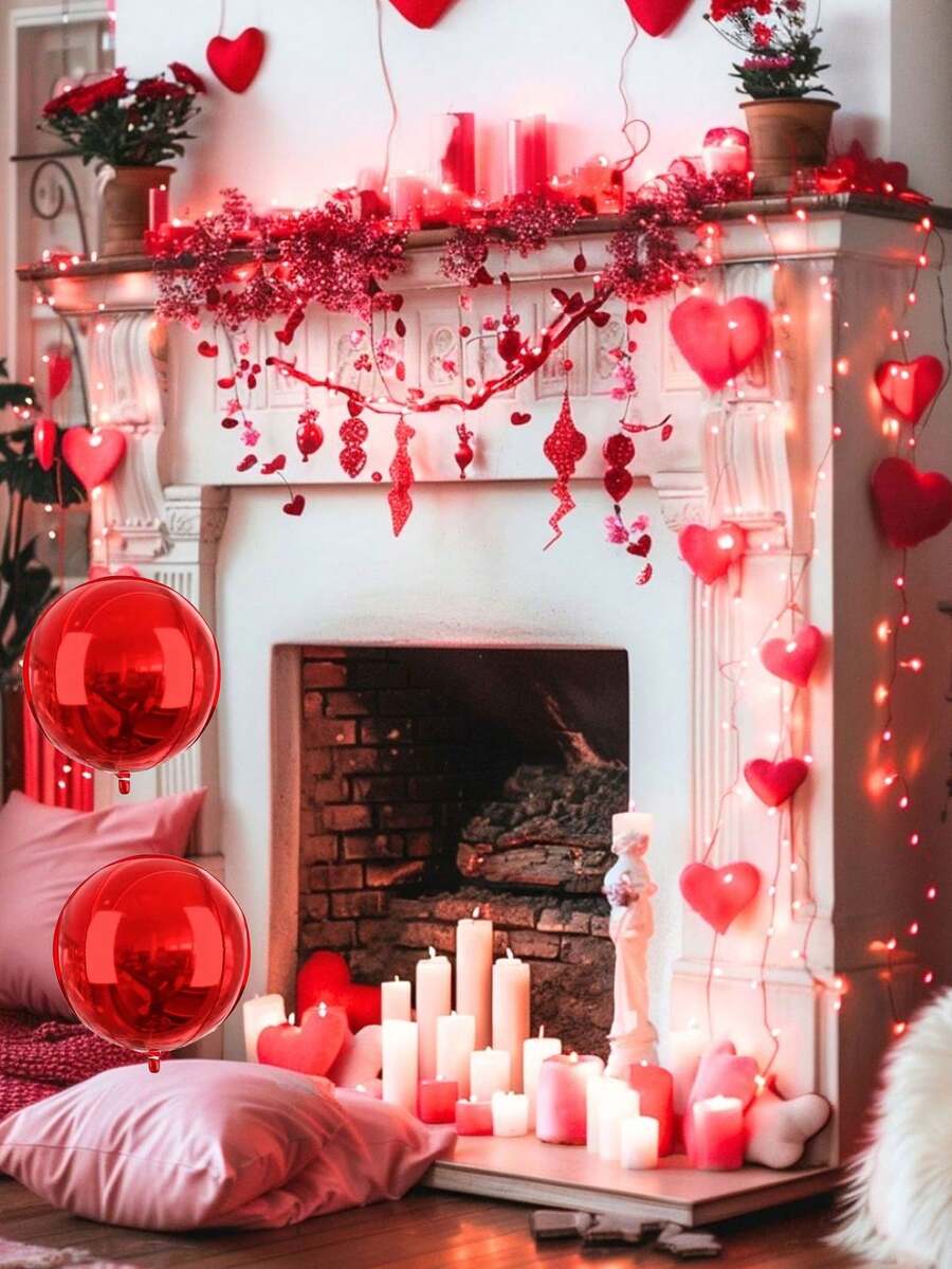 巨型4D镜面铝箔气球套装 - 金色、银色、红色金属质感派对装饰，带粘性条，适用于婚礼、圣诞节、万圣节、新年夜 - 无需氦气，主题气球，生日铬色气球，可重复使用气球花环，铝箔派对气球，万圣节铝箔气球，圣诞装饰 - 彩色 - 查看 1