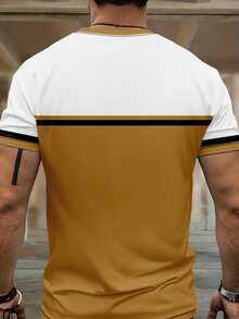 Men's Printed Short Sleeve & Pants Set, Spring/Autumn/Summer - Yellow - View 2