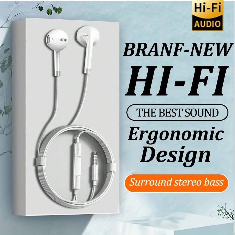 3.5mm有线半入耳式耳机，高品质音效音乐游戏耳机，带音量控制和麦克风，兼容/安卓、平板电脑、MP3等。 - 彩色 - 查看 1