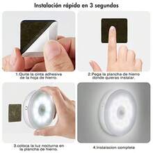 Step LightsLuces con Sensor de Movimiento DEKITA Luz Nocturna LED Recargable por USB Con Imán Ideal para Escaleras Sala Closet Estudio Cocina 3Pcs/ BlancoStep Lights - blanco - Ver 5