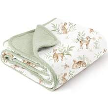 40" X 36" Unisex Baby Cotton Muslin Blanket, Double Layer Pure Cotton Infant Blanket, Super Soft & Lightweight