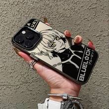B-Blue L-Lockón Anime Niña traviesa Estuche de teléfono compatible con para 16 15 14 13 12 11 Pro X XR XSMAX 8 Plus Funda trasera anti-caída con acabado mate17  17promax - Negro - Ver 4