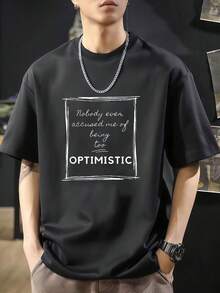 Sarcasmo divertido: Nadie me acusó de ser demasiado optimista. Camiseta informal de moda. Camiseta de manga corta de algodón de 220 g, impresión por una cara - Negro - Ver 7
