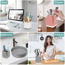 Boperzi Toothbrush Holder Toothpaste Organizer Drainage For Bathroom Vanity, Detachable Anti-Slip Brushed Nickel Toothpaste Storage Caddy 3 Slots With Drainage Holes For Makeup Brush Razor Stand{Inchcolor_nameinch:InchBrushedSilverinch} - Bạc chải - Xem 7