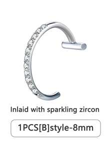 2个/1个朋克风唇环，时尚唇部饰品，钛钢材质，男女皆宜，适合日常佩戴、海滩、日光浴、派对、情人节、万圣节、圣诞节、母亲节、返校季、生日等场合，是送给女友/男友/父母/同学的理想礼物，Y2K风格配饰 - 銀色 - 查看 13