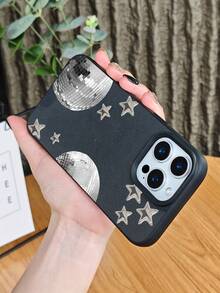 GALLAPLE Retro Disco Star Phone Case Y2K Style Shiny Pattern Drop-Proof Shockproof Scratch-Resistant Protective Cover  Compatible With Iphone 17Promax/17Pro/17AIR/17/16Promax/16Pro/16Plus/16/15Promax/15Pro/15Plus/15/14Promax/14Pro/14Plus/14/13Promax/13Pro/13/12Promax/12Pro/12/11Promax/11Pro/11/XSMAX/X/XS - Black - View 4