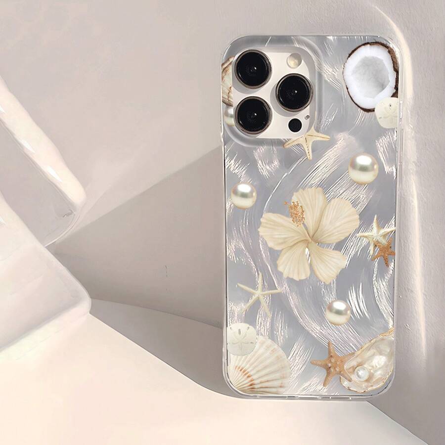 1 Funda de Teléfono Transparente IMD Suave Brillante y Lisa con Patrón de Concha de Perla Blanca a Prueba de Agua - Resistente a Huellas Dactilares y Arañazos para 16/16 Plus / 1 6 Pro/ 6 Max, 15 & 15 Plus & 15 Pro & 15G Max, 14, 1 4+1, 4 2P Plus 4 2Pro 4 2 7m a x. 13.13 Pr os 14P rosas. 12: 12 pros: 12 2:IP ho ne11:l 1: p ro m ax; ll pro, Funda para Teléfono Shoproof, Protección para Teléfono, Cubierta Shoproof, Acabado Brillante, Funda de Alta Calidad, Diseño Impreso UV, Cubierta Protectora - Colores mixtos - Ver 1