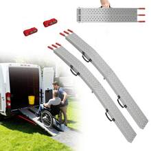 VA-Cerulean 1/2x Foldable Loading Ramp, Foldable Loading Ramp Max. 200 Kg Per Piece, Foldable Loading Ramp Max. 400 Kg Per Pair, Non-Slip Loading Rail, Car Loading Ramp 195 X 22.5 X 4 Cm For ATV Quad Car Motorcycle Trailer Lawnmower Lawn Tractor - Silver 2-pack - View 2
