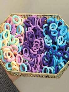 300 buc/pachet elastice de păr în culori mixte, elasticitate ridicată și nu dăunează părului - Multicolor - Vizualizare 3