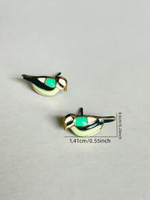 1 par de pendientes vintage con diseño de gota de aceite y pájaro, adecuados para uso diario y de fiesta de las mujeres - vistoso - Ver 3