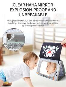 1 pièce Livre en tissu pour bébé avec queues d'animaux, livre en tissu, jouets pour nourrissons, calendrier miroir avec papier froissant, jouets éducatifs précoces pour bébés garçons et filles, jouets sensoriels pour le temps de tummy, cadeau - Multicolore - Voir 8